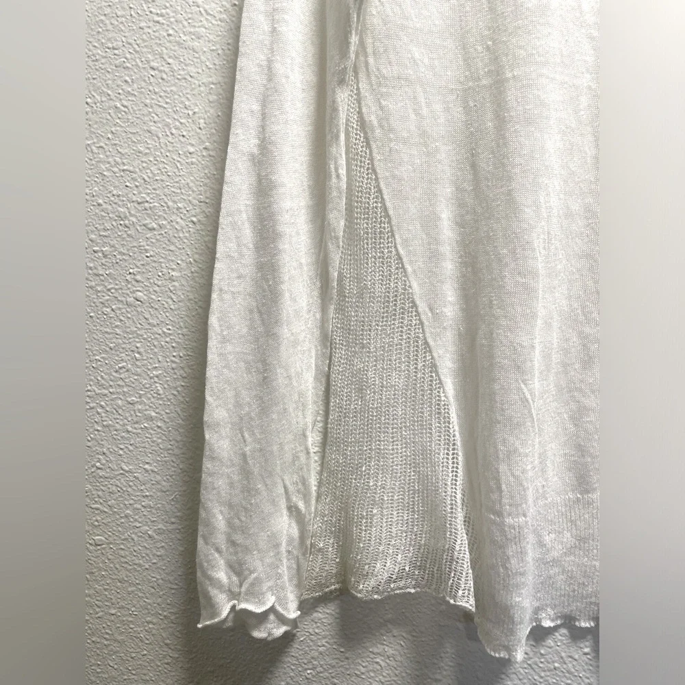 Eileen Fisher Hemp Blend Knit Sheer Long Sleeve Blouse Italian Yarn White Small - Picture 5 of 8